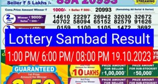 Lottery Sambad Result 1:00 PM/ 6:00 PM/ 08:00 PM 19.10.2023